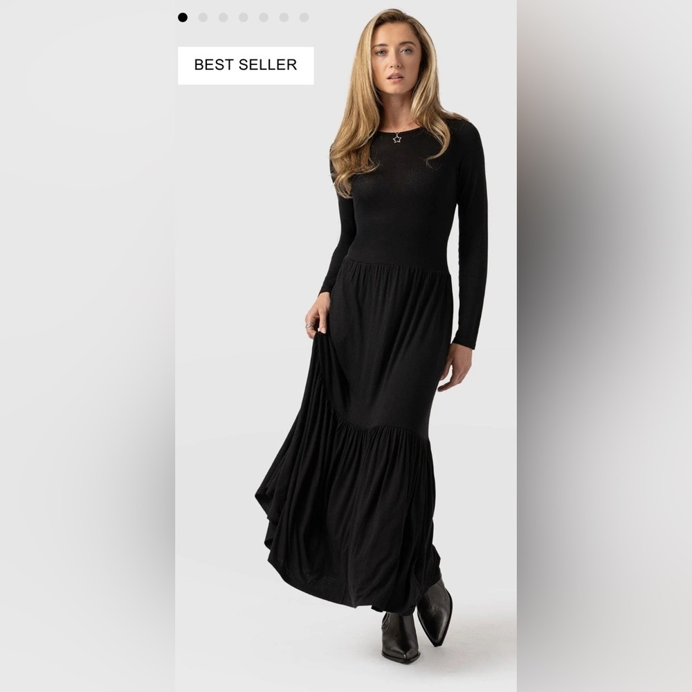 SAINT + SOFIA Sz 14 Greenwich Jersey Knit Maxi Dress Tiered Ruffle NEW with TAG